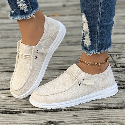 Damen Slip-On Sneaker mit Leinenstruktur und rutschfester Sohle