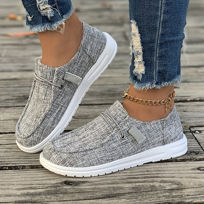 Damen Slip-On Sneaker mit Leinenstruktur und rutschfester Sohle